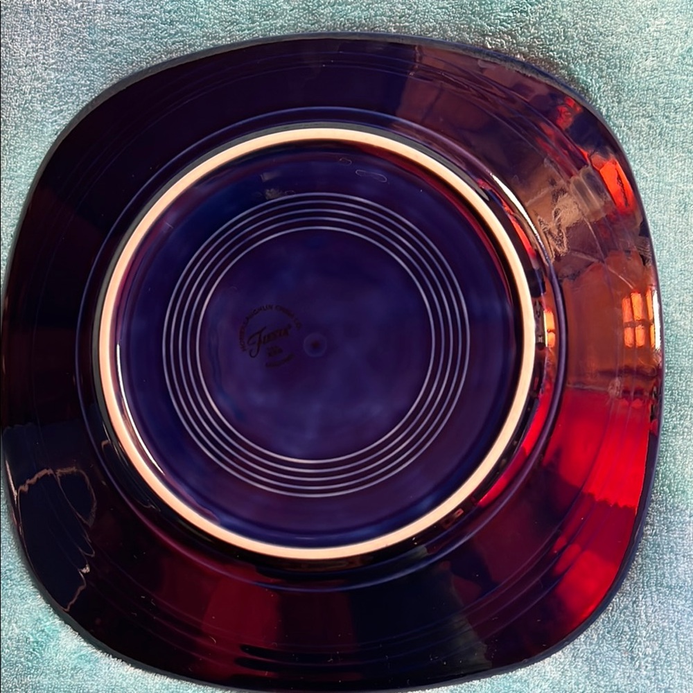 Fiesta Blue Dinnerware Set with Concentric Ring Design 2piece - Picture 6 of 9